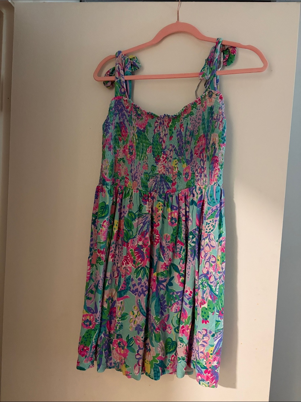 Lilly Pulitzer Floral Smocked Sundress in Aqua, Pink, Green